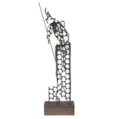 Vintage Tall Brutalist Don Quixote Abstract Sculpture