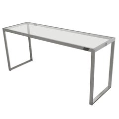 Milo Baughman Style Chrome and Glass Console Table