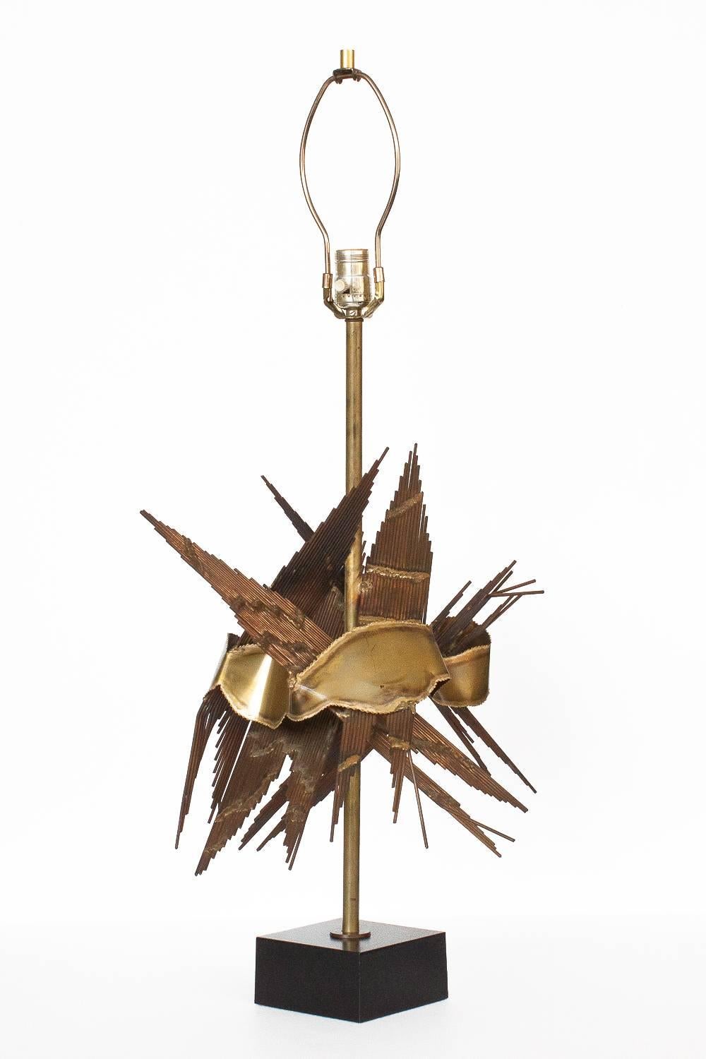 Mid-Century Modern Brutalist Metal Table Lamp by Tom Greene