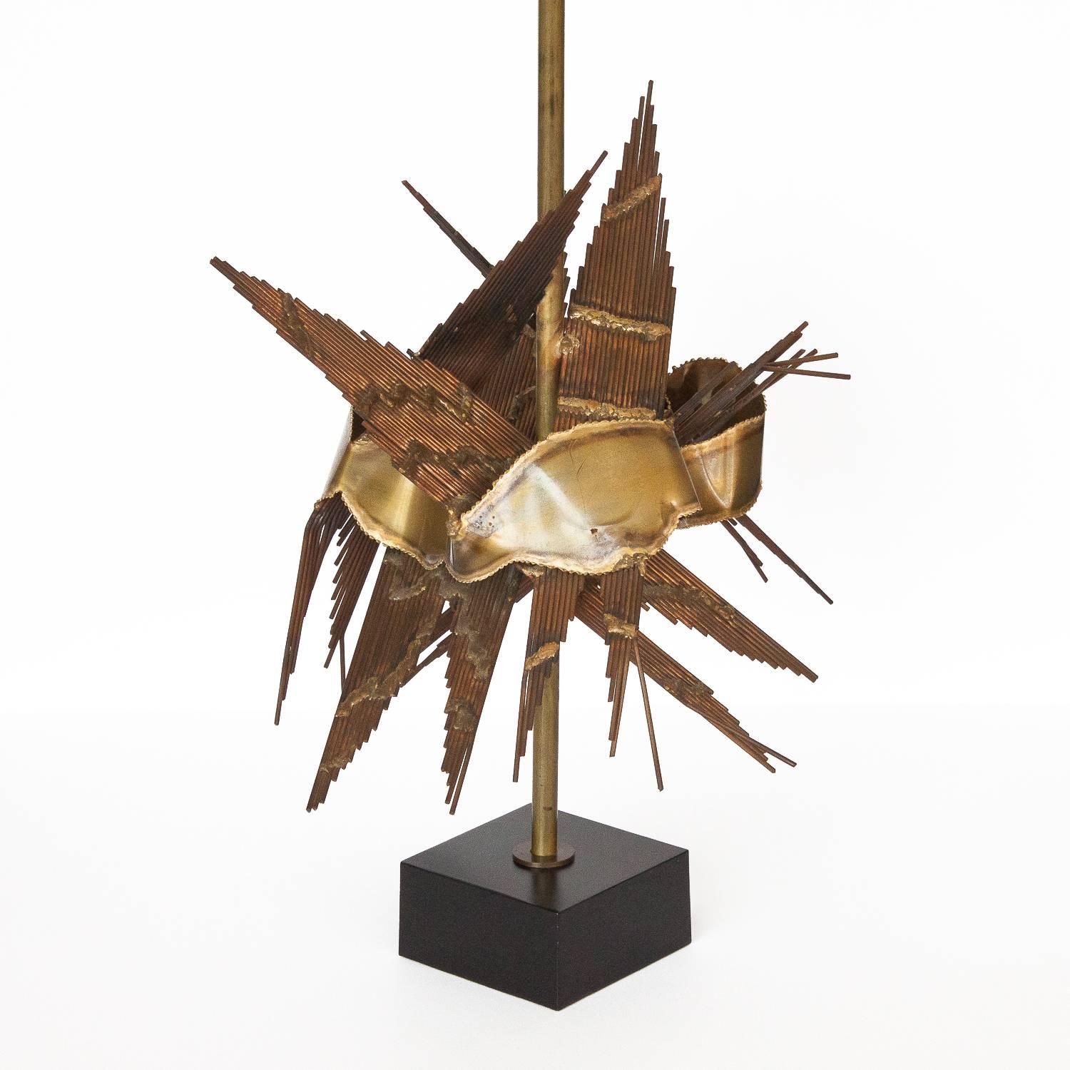 American Brutalist Metal Table Lamp by Tom Greene