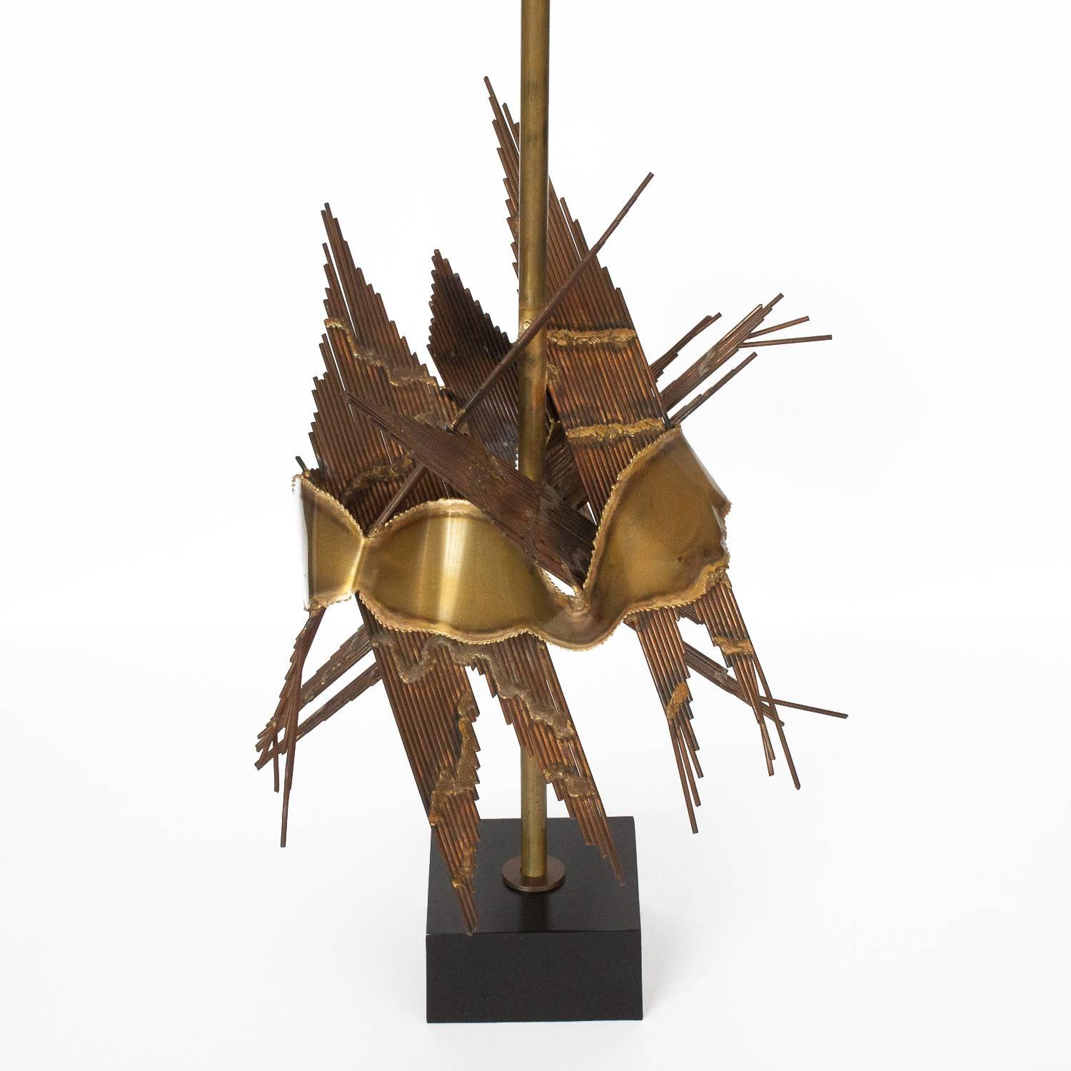 Mid-20th Century Brutalist Metal Table Lamp by Tom Greene