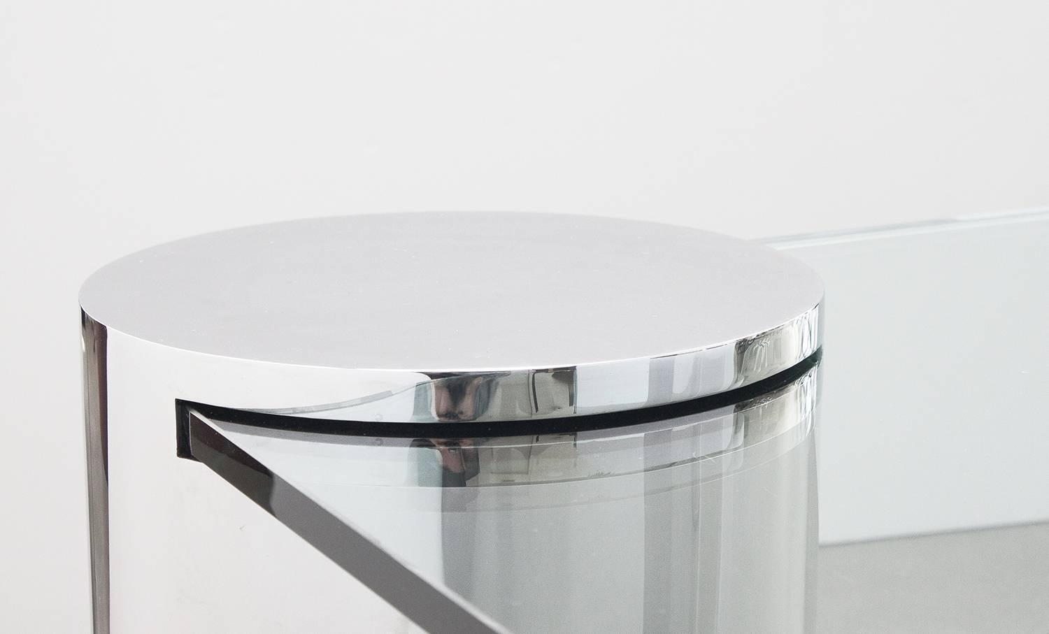Polished Steel and Glass Cantilever Coffee Table 2