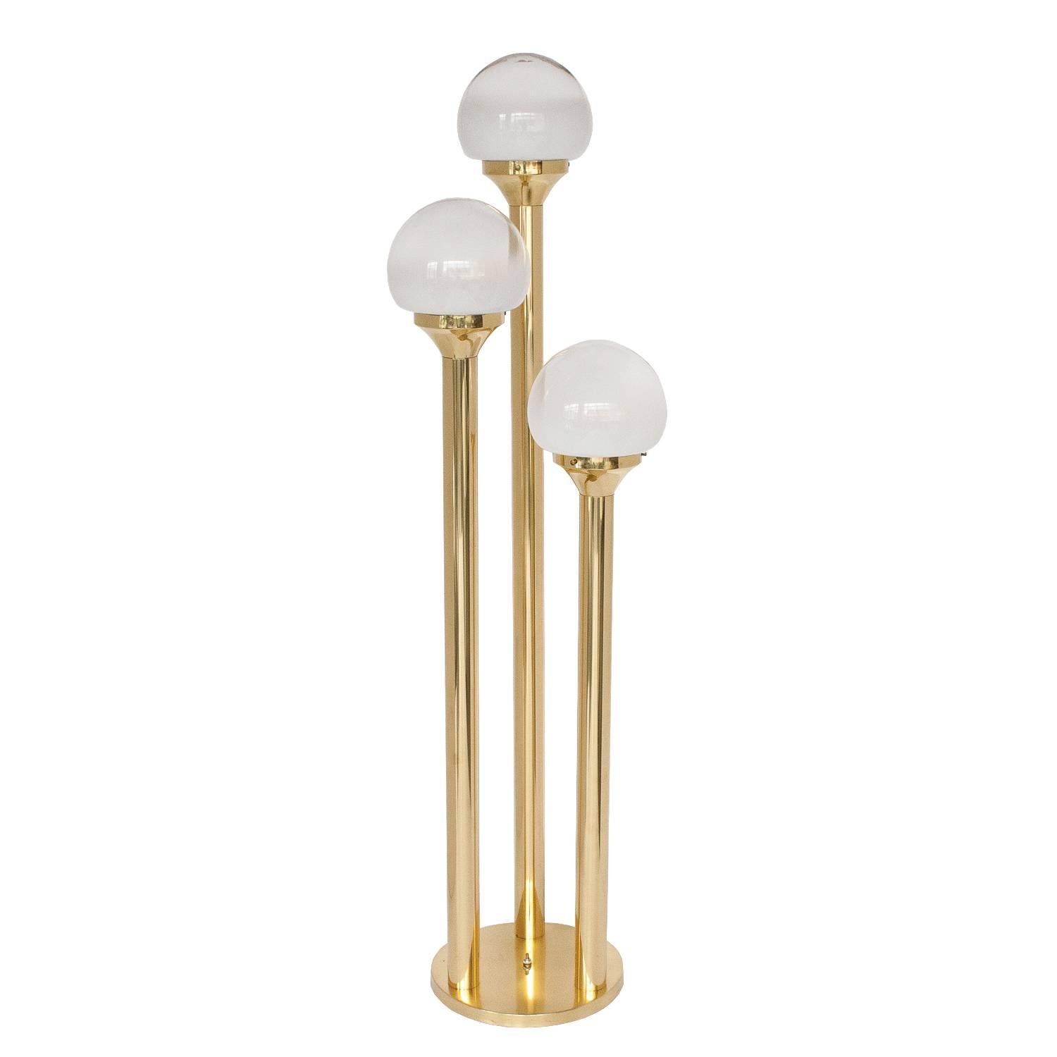 Italian Three-Globe Brass Floor Lamp