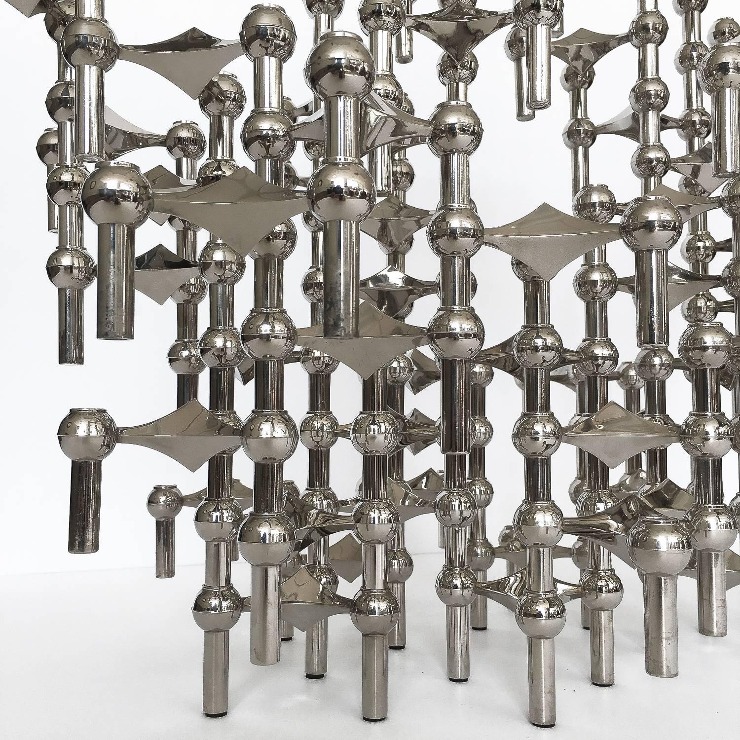Metal Set of 58-Piece Modular Candlestick Sculpture by Fritz Nagel and Caesar Stoffi