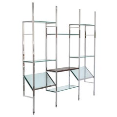 Milo Baughman Chrome and Glass Wall-Mounted Shelving System