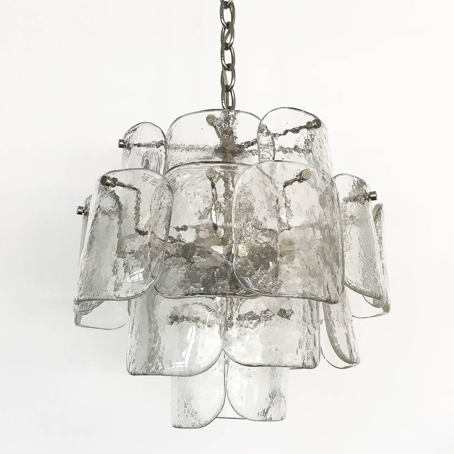 Mid-Century Modern Mazzega Four-Tier Clear Murano Glass Chandelier