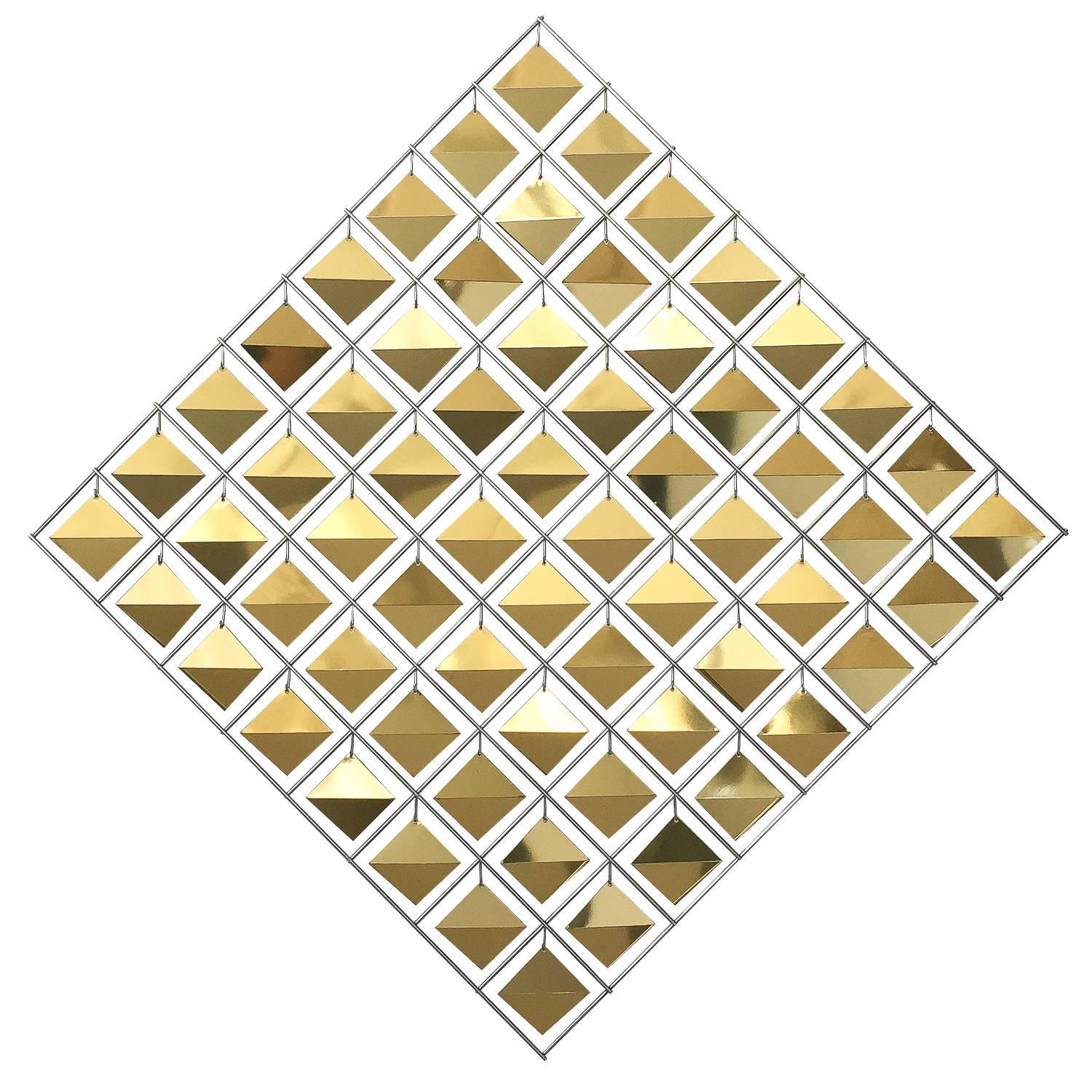 Curtis Jere Brass Diamond Kinetic Wall Sculpture