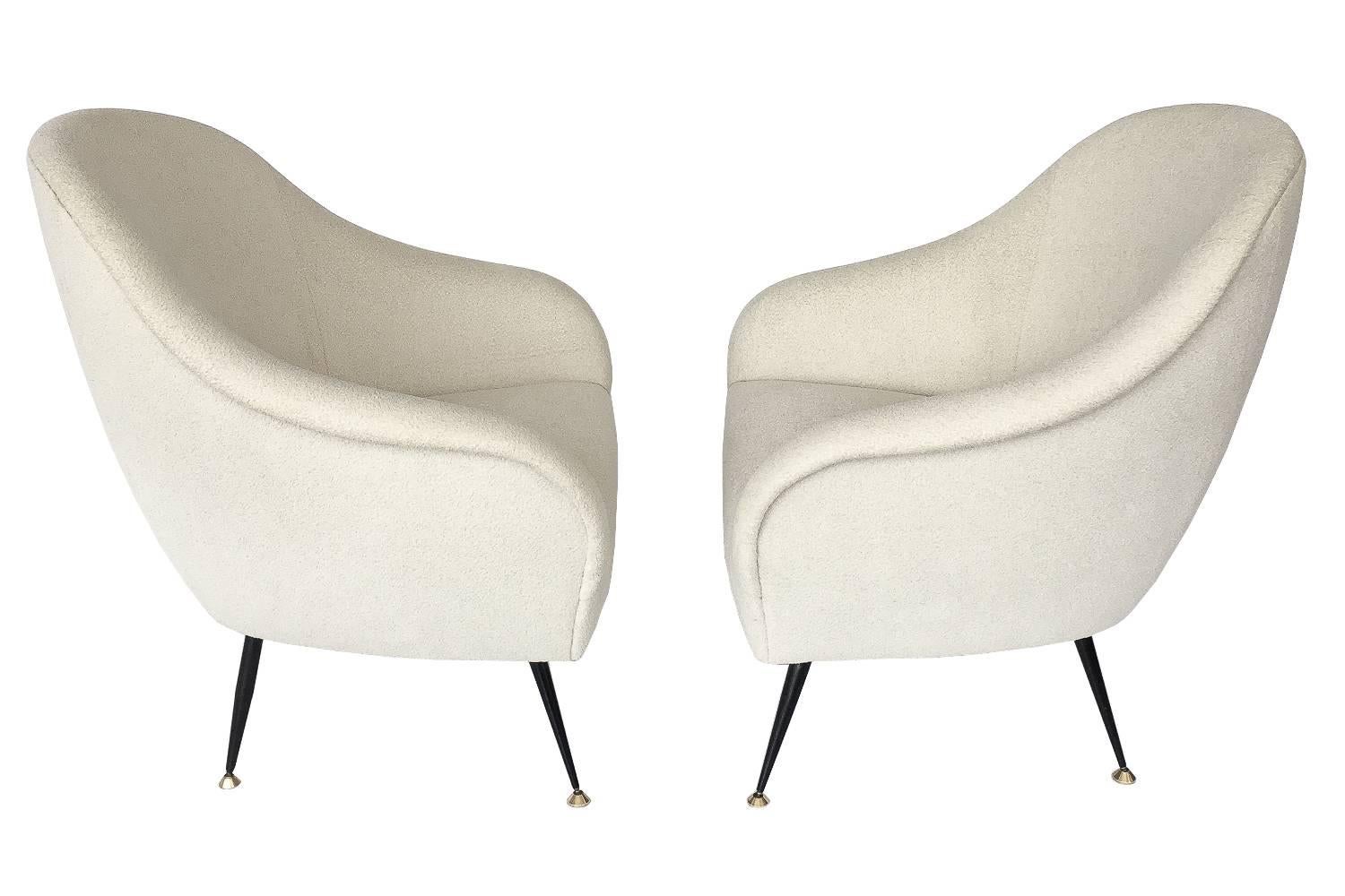Mid-Century Modern Pair of Antonio Gorgone Italian Lounge Chairs