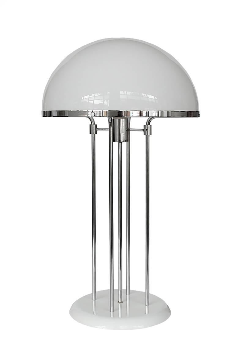 Modernist Chrome and Acrylic Dome Table Lamp In Excellent Condition In Chicago, IL
