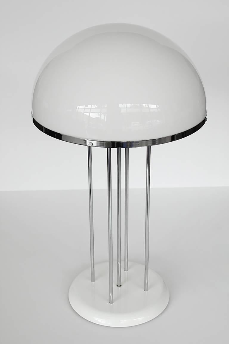 Mid-Century Modern Modernist Chrome and Acrylic Dome Table Lamp