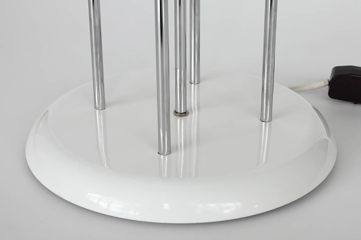 Enameled Modernist Chrome and Acrylic Dome Table Lamp