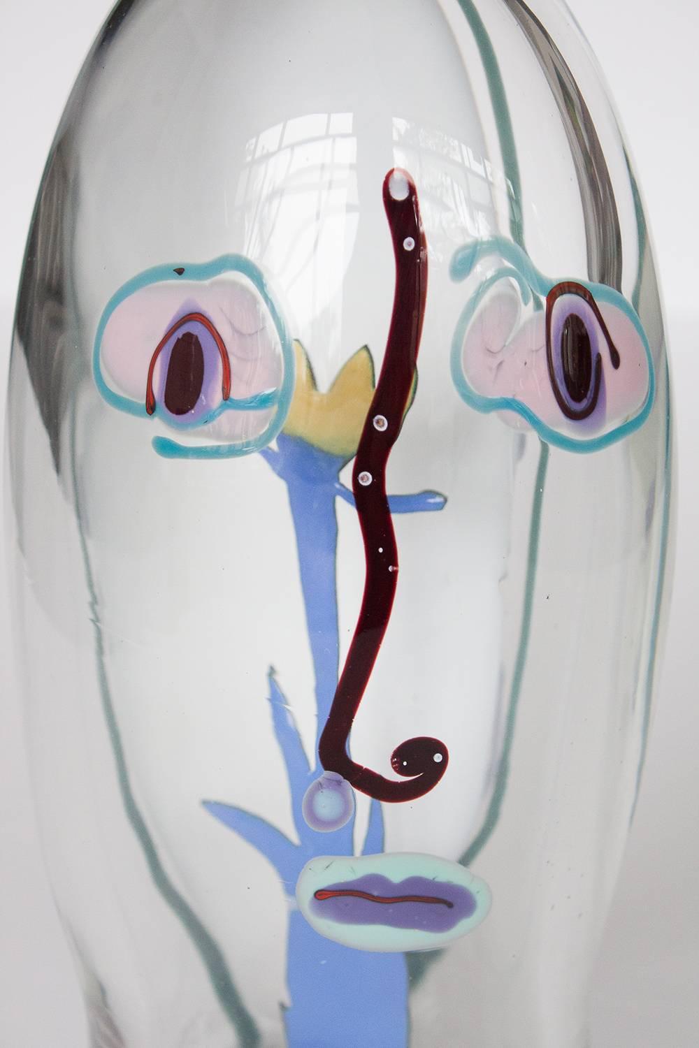 Late 20th Century Hank Murta Adams Glass Head Sculpture 