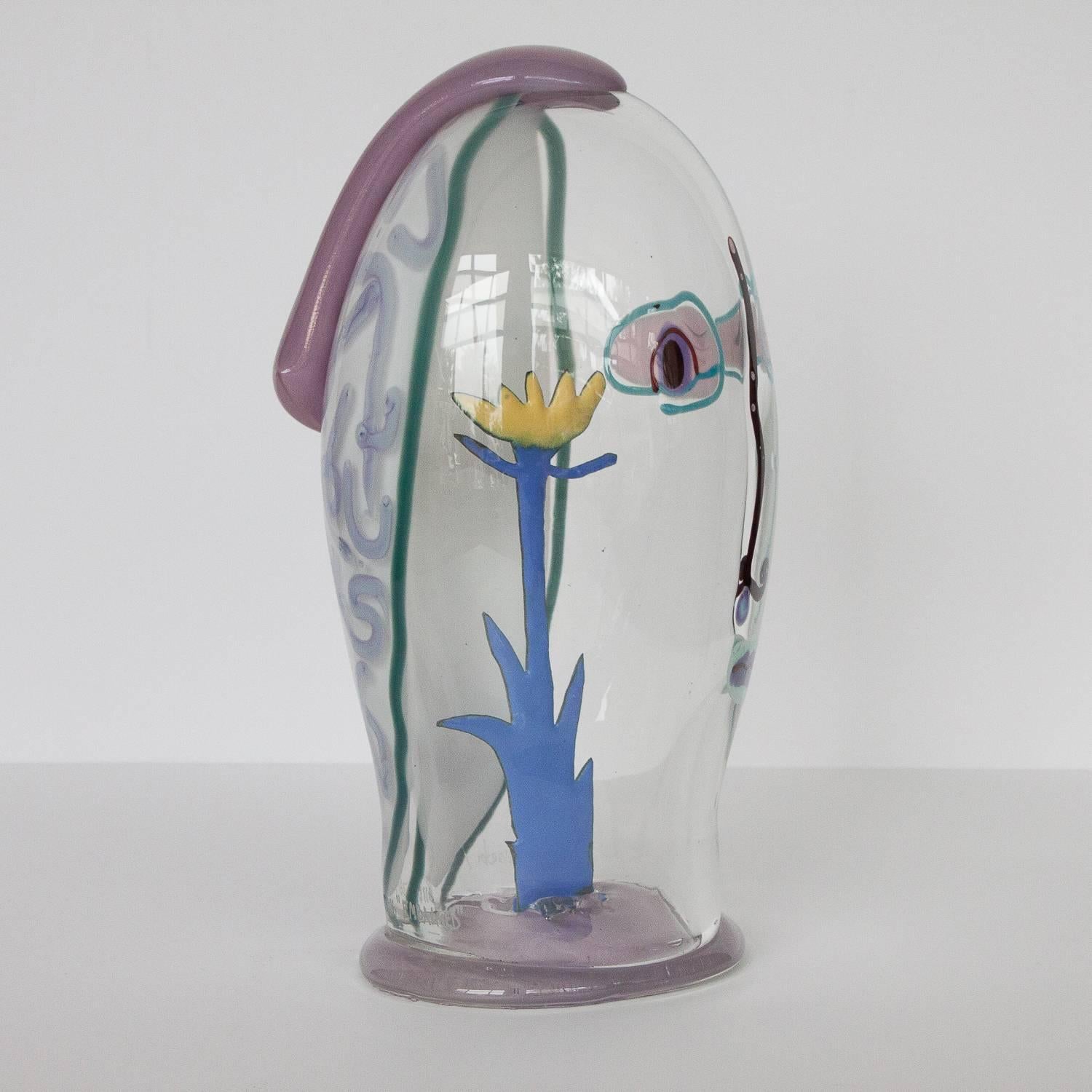 Modern Hank Murta Adams Glass Head Sculpture 