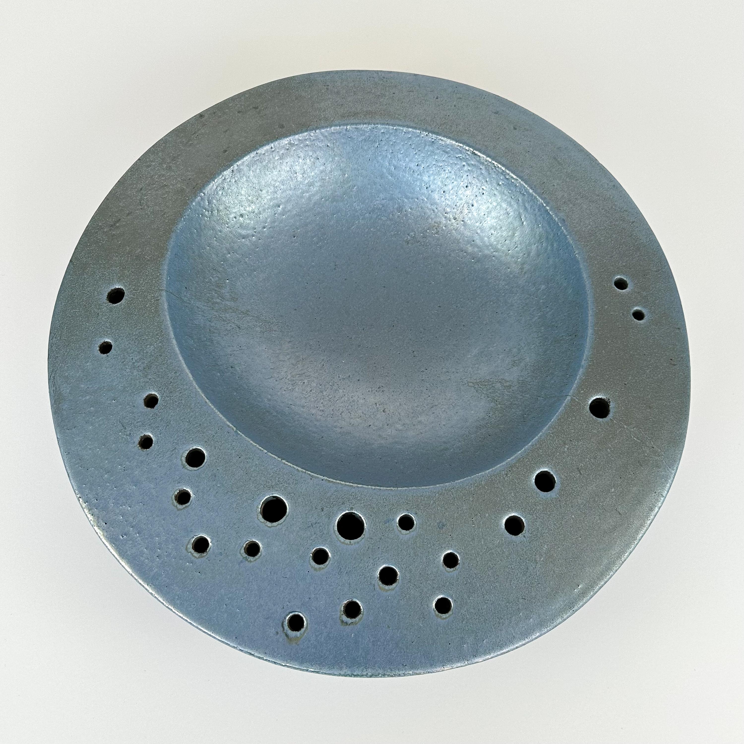 Mid-Century Modern Renato Bassoli Large 'I Sassi' Blue Ceramic Centerpiece Bowl