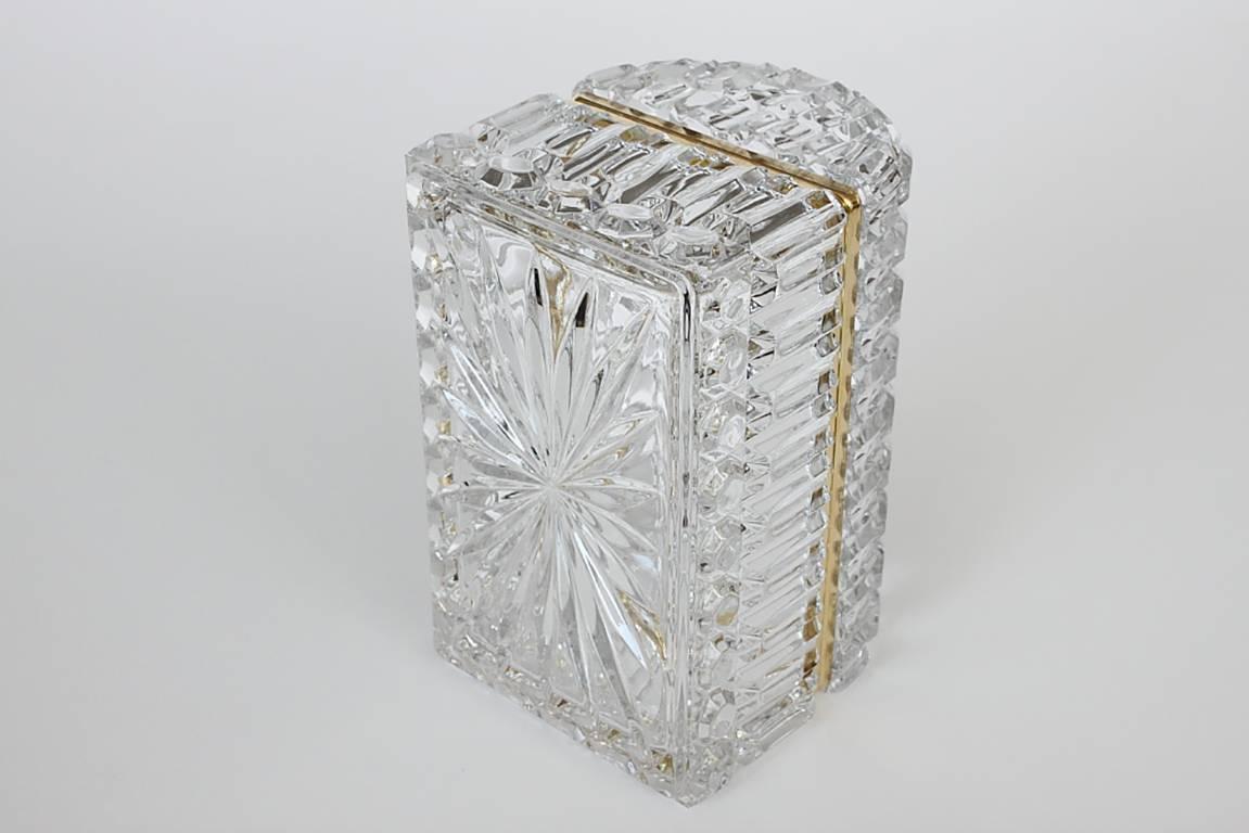 Cut Glass and Brass Jewelry Box In Excellent Condition In Chicago, IL