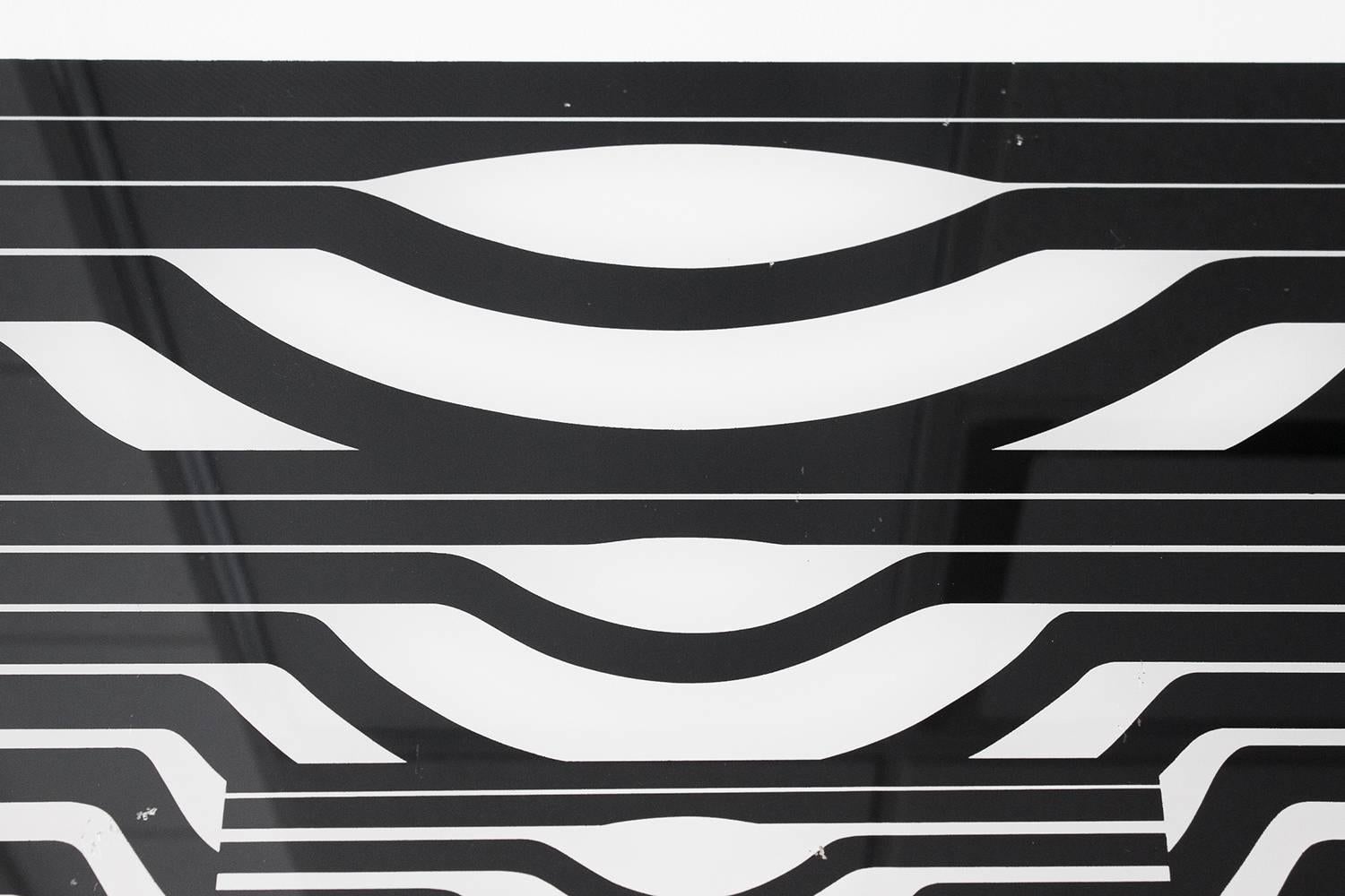 American Leo Maranz Black and White Op Art on Lucite