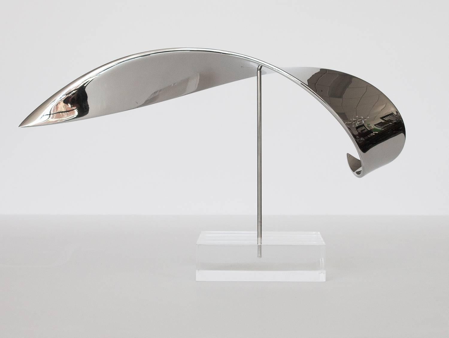 Late 20th Century Elijah David Herschler Polished Steel Ribbon Kinetic Sculpture