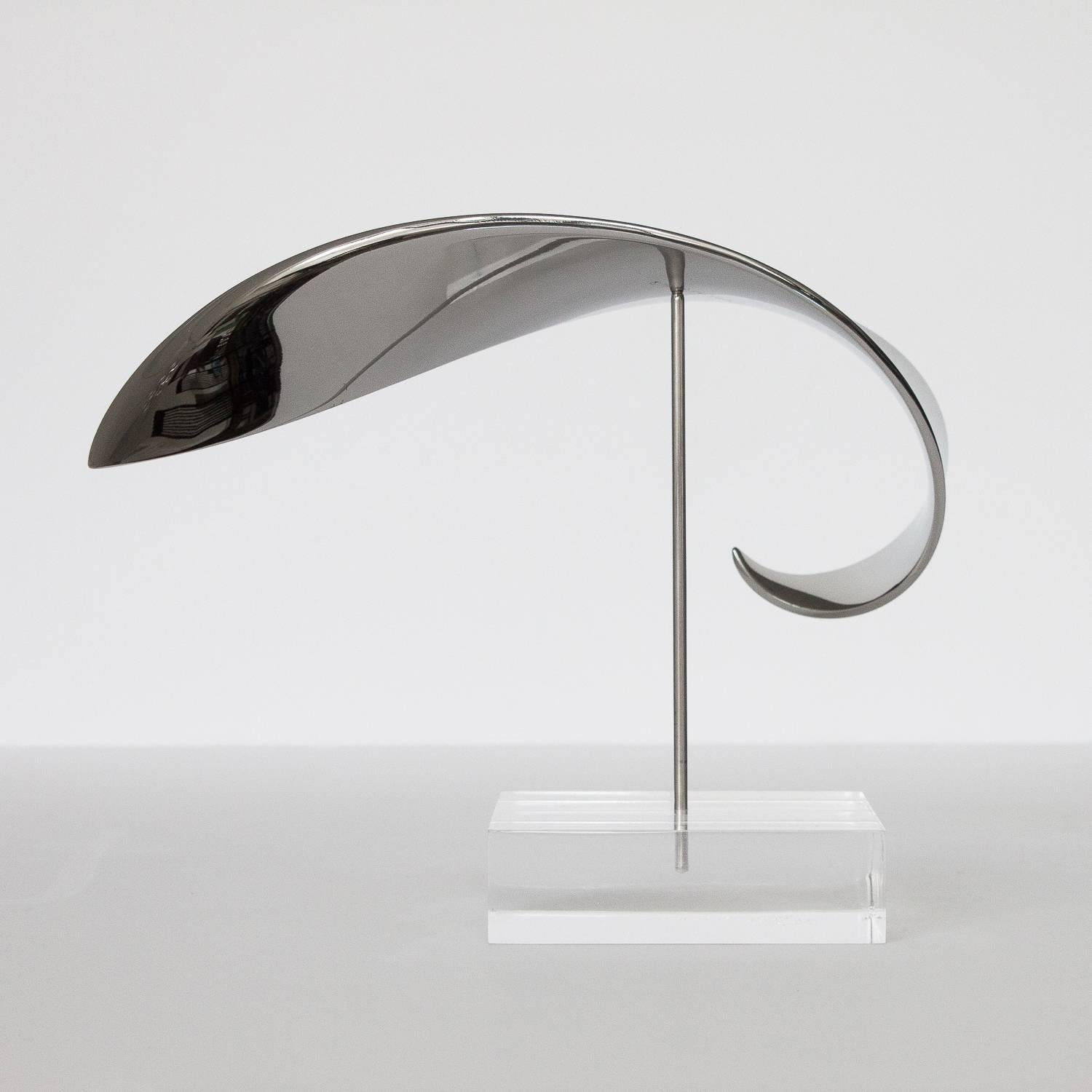 Mid-Century Modern Elijah David Herschler Polished Steel Ribbon Kinetic Sculpture