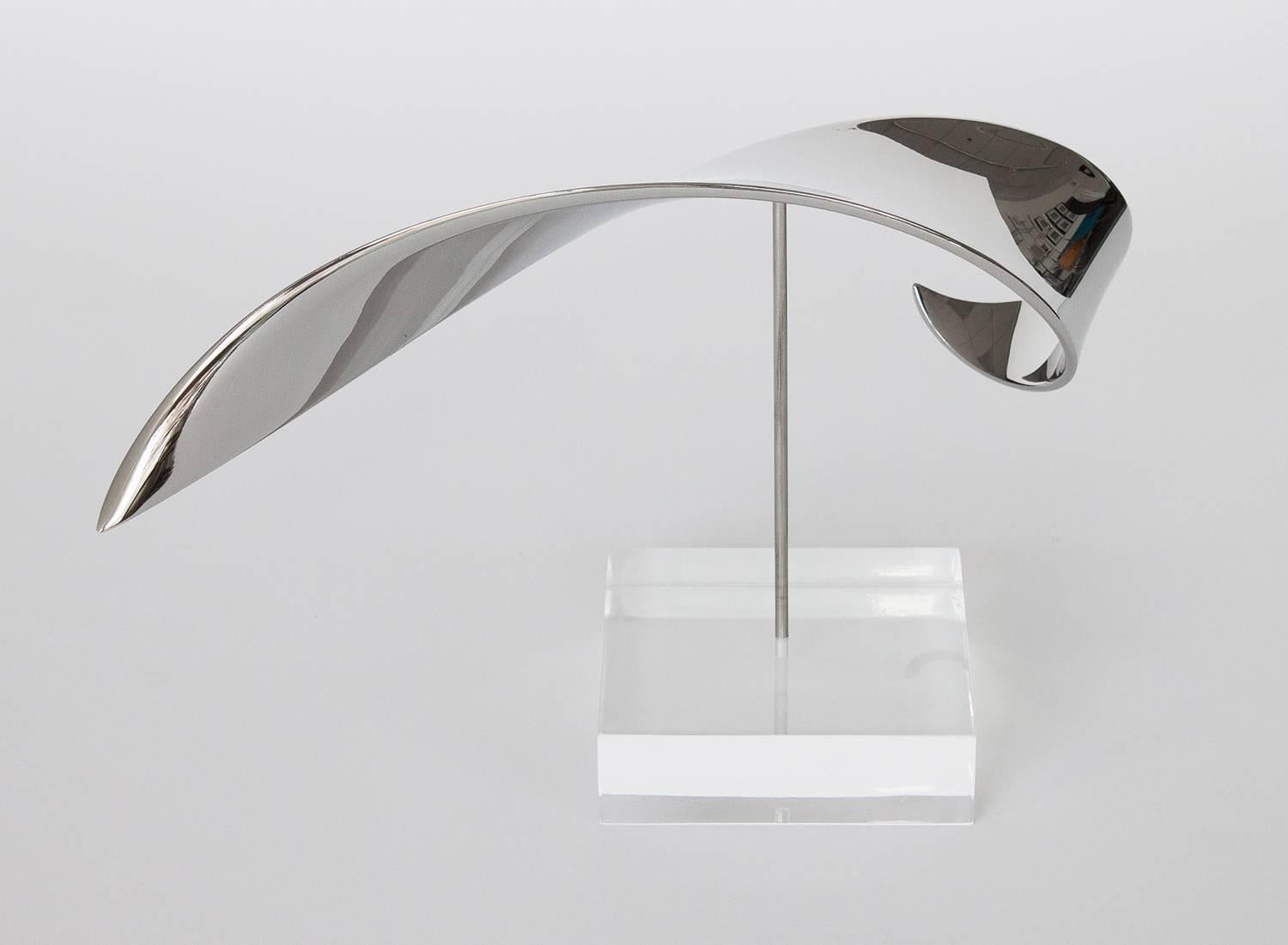 Elijah David Herschler Polished Steel Ribbon Kinetic Sculpture 1