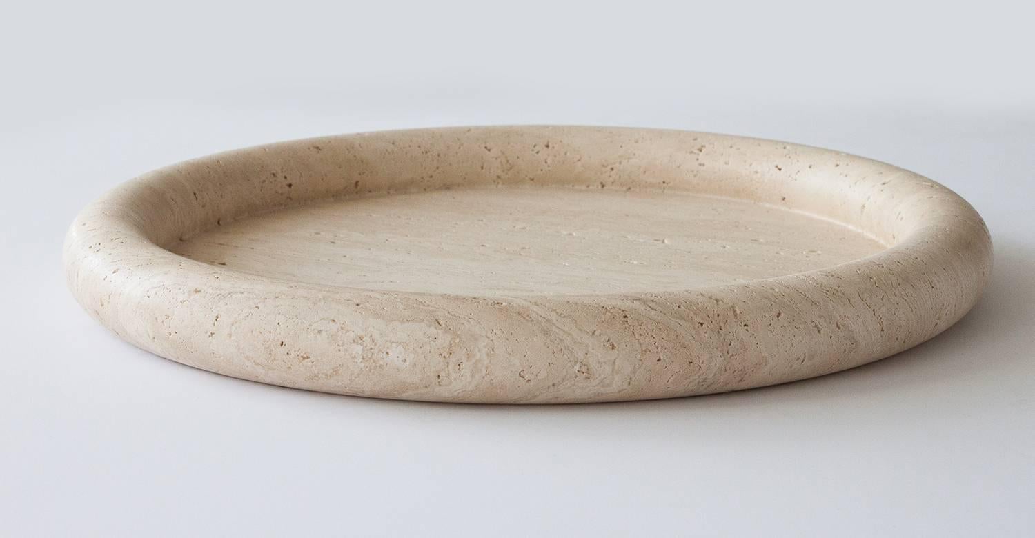 Mid-Century Modern Rare Solid Travertine Charger Low Bowl by Di Rosa and Giusti for Up&Up