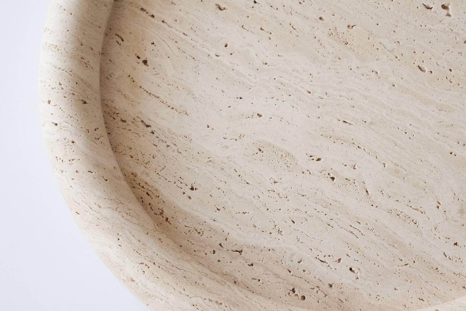 Late 20th Century Rare Solid Travertine Charger Low Bowl by Di Rosa and Giusti for Up&Up