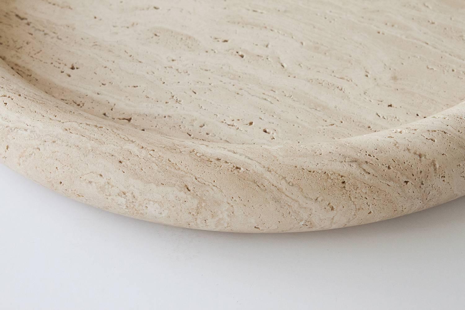 Rare Solid Travertine Charger Low Bowl by Di Rosa and Giusti for Up&Up 1