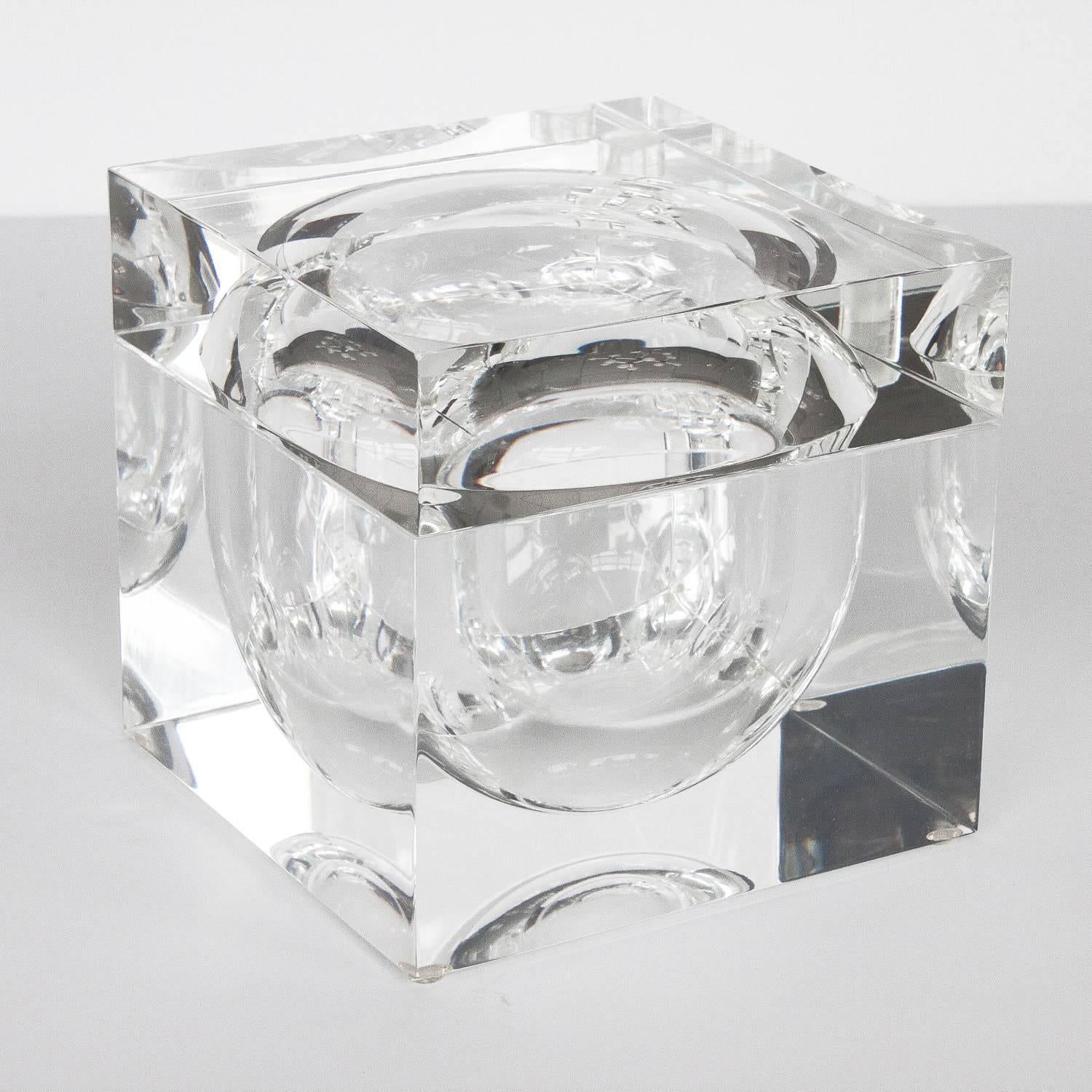 Lucite Cube Ice Bucket with Sphere Center 3
