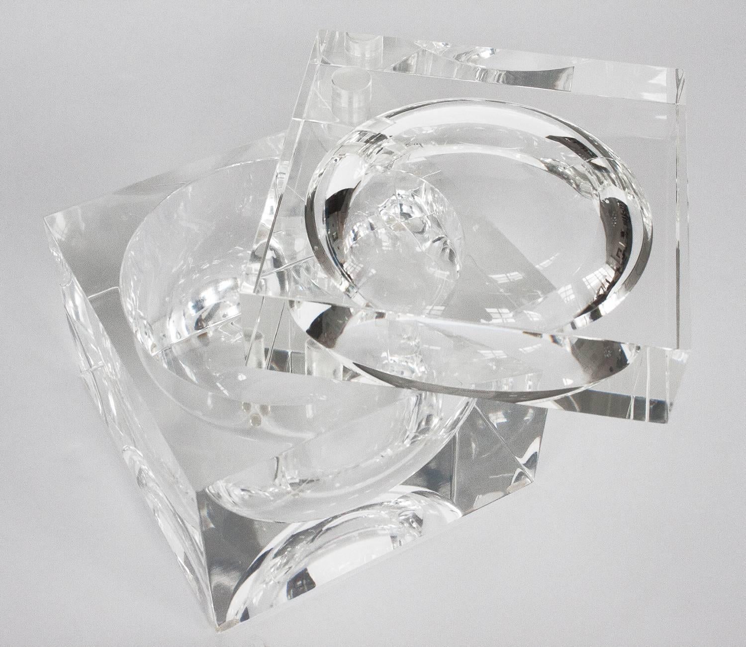 Lucite Cube Ice Bucket with Sphere Center 1