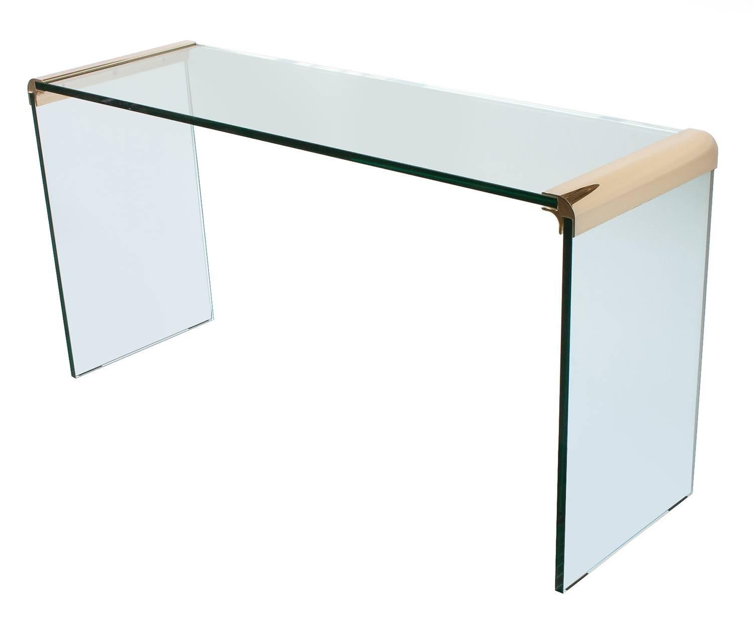 glass waterfall desk