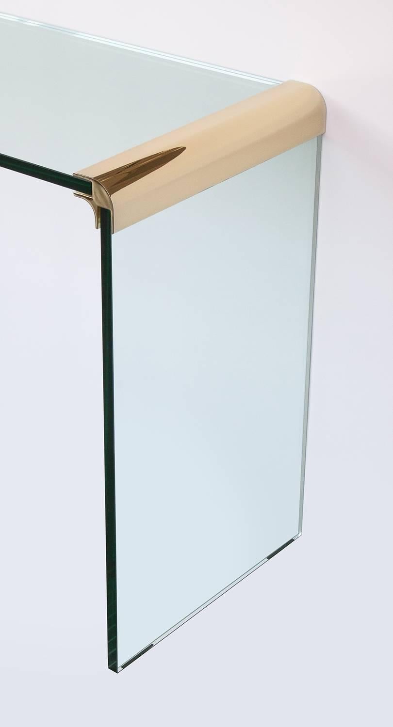 Mid-Century Modern Pace Brass Glass Waterfall Console Table