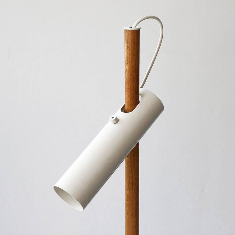 Modernist White Enamel and Oak Floor Lamp at 1stdibs Modernist White Enamel and Oak Floor Lamp at 1stdibs