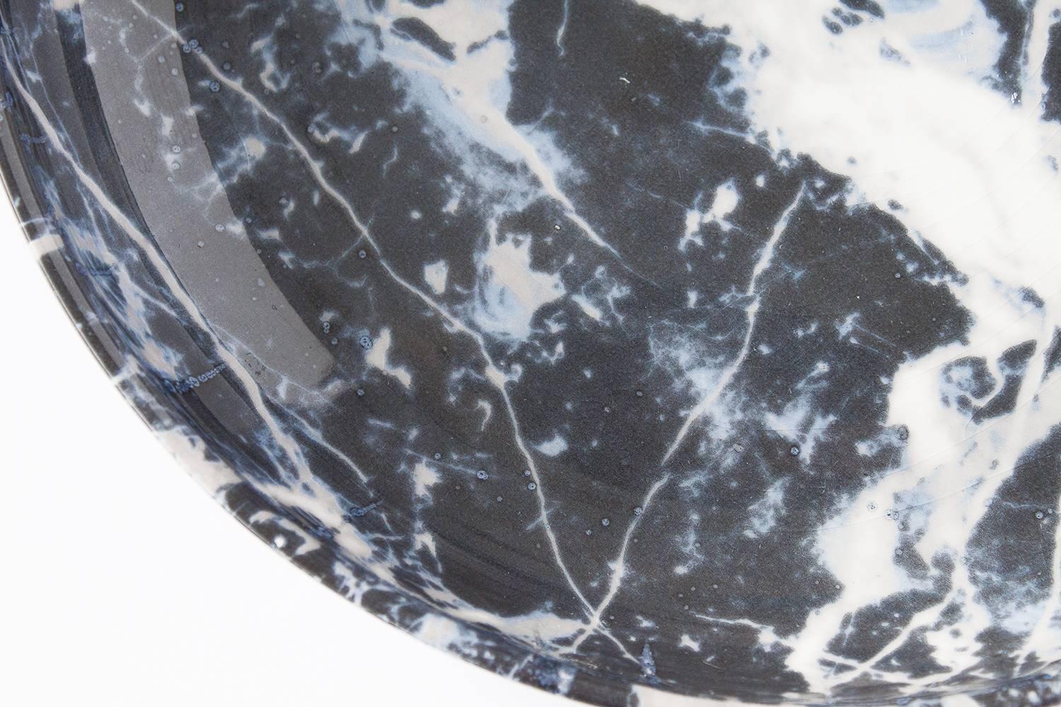Late 20th Century Alvino Bagni Faux Marble Ceramic Low Bowl