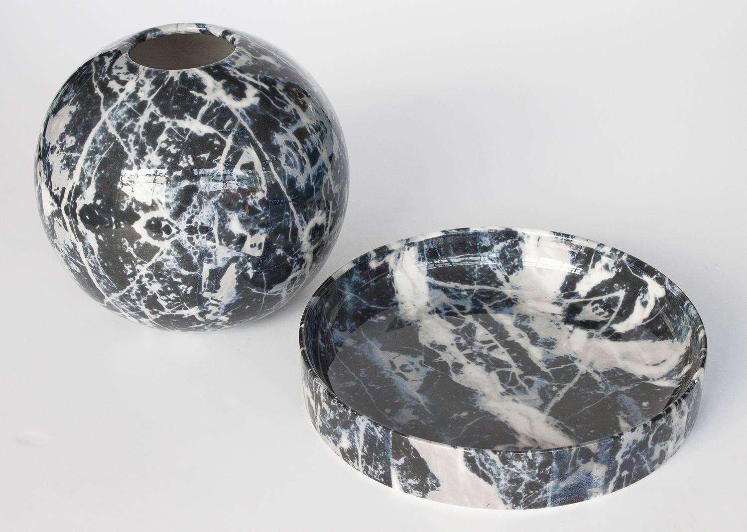 Alvino Bagni Faux Marble Ceramic Low Bowl 3