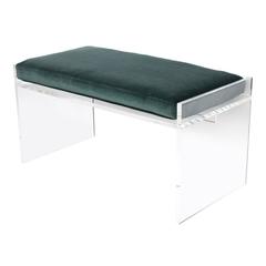 Modern Lucite Bench with Mohair Cushion