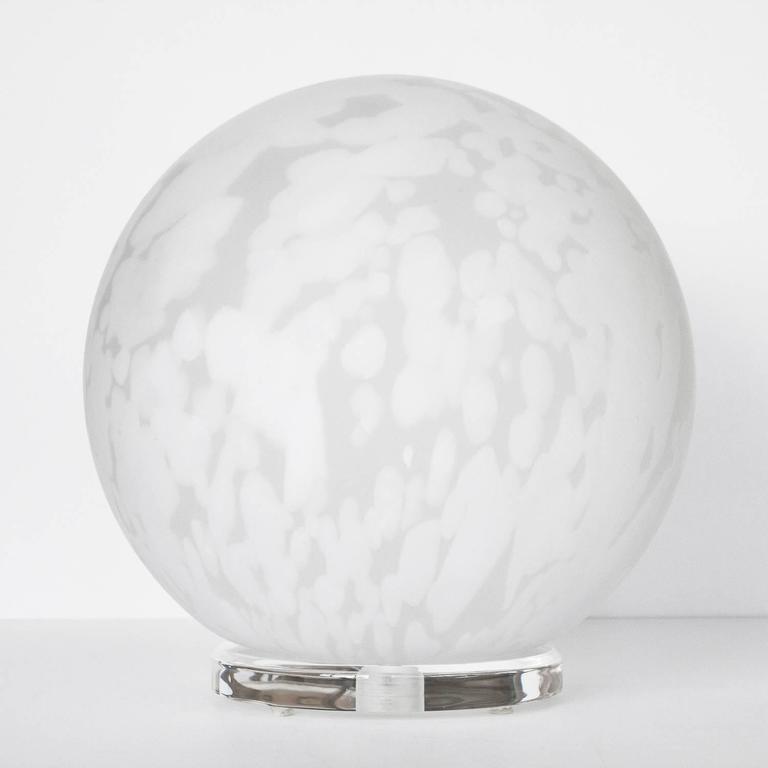 Mottled Murano Glass Sphere Lucite Table Lamp at 1stDibs