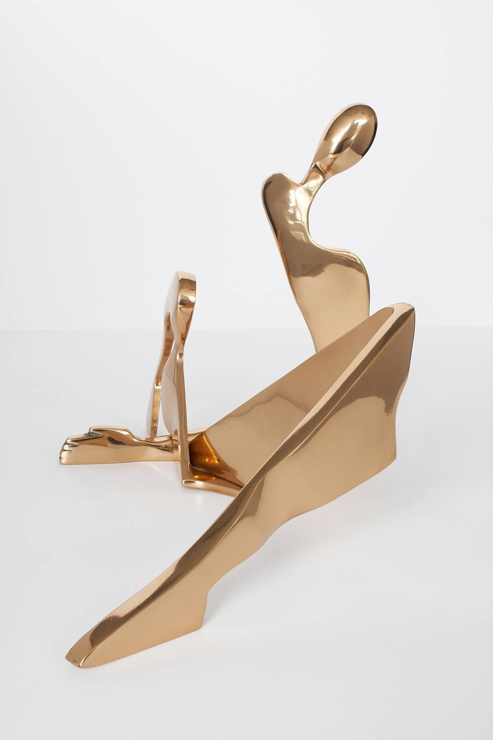 Polished Brass Abstract Reclining Nude Sculpture by Eichengreen & Gensburg