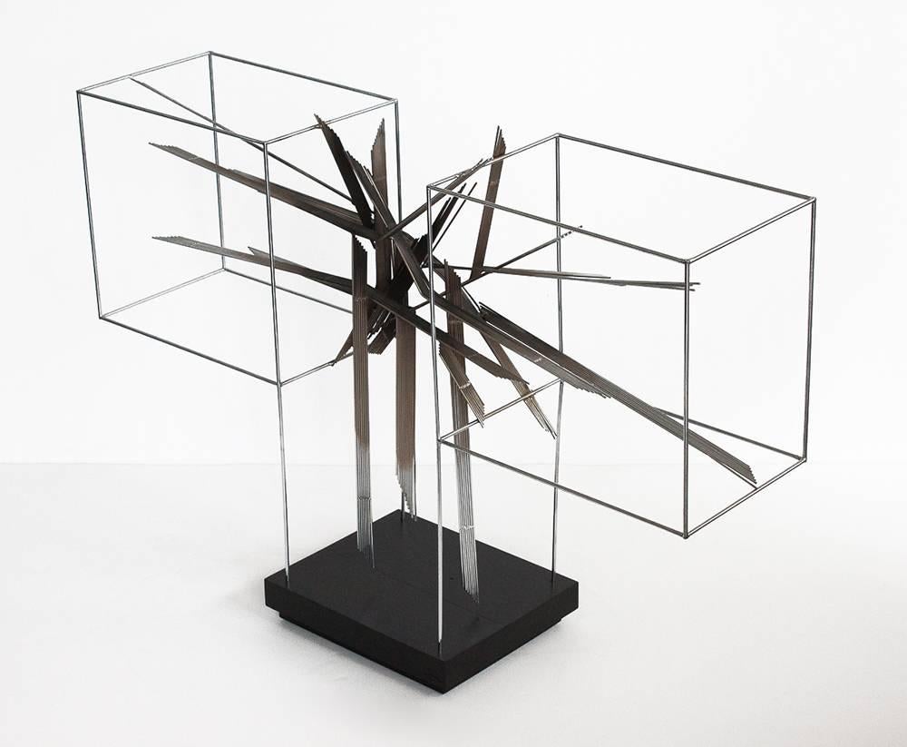 Painted Brutalist Chrome Abstract Burst Sculpture by Curtis Jere