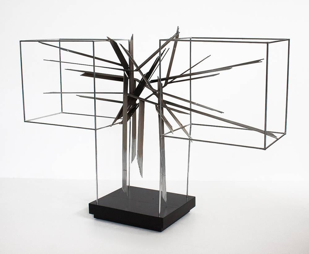Brutalist Chrome Abstract Burst Sculpture by Curtis Jere In Excellent Condition In Chicago, IL