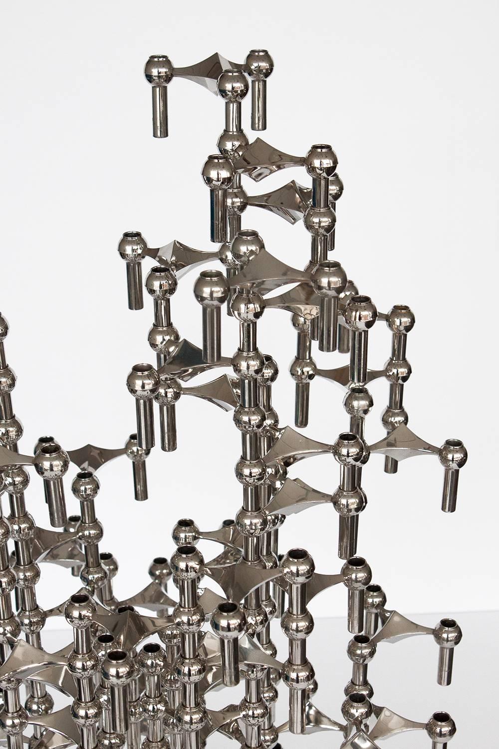 Mid-Century Modern Set 87 Piece Modular Candlestick Sculpture by Fritz Nagel and Ceasar Stoffi
