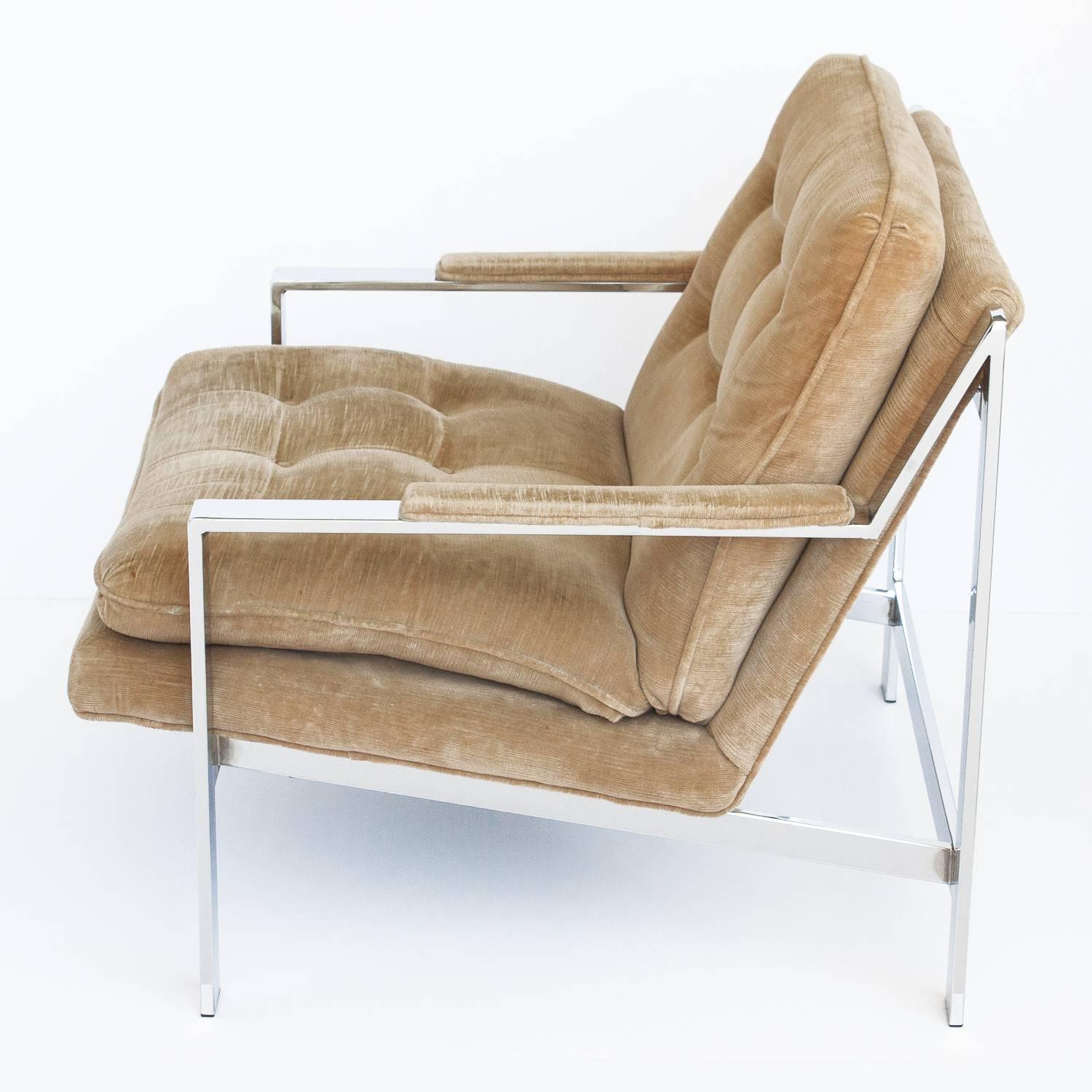 Mid-Century Modern Cy Mann Chrome Lounge Chair in the Style of Milo Baughman