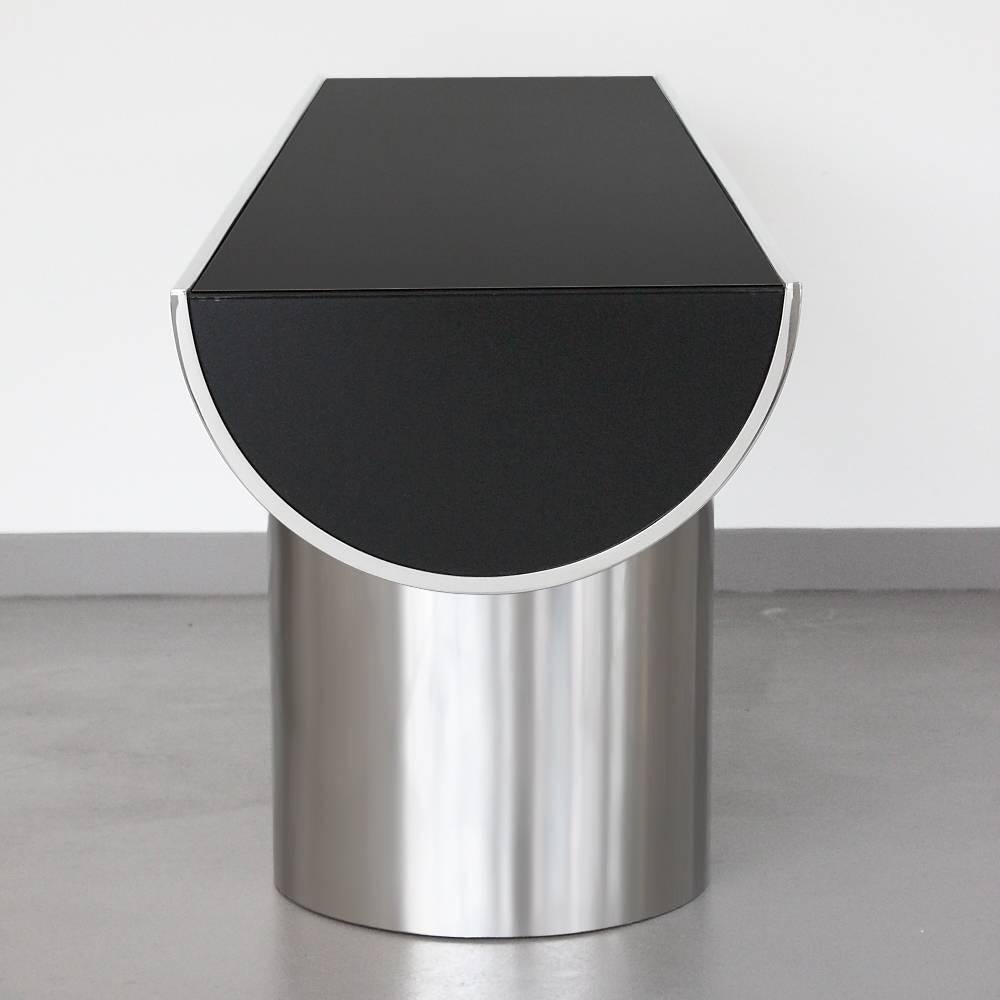 Blackened Brueton Polished Steel Tee Console Table