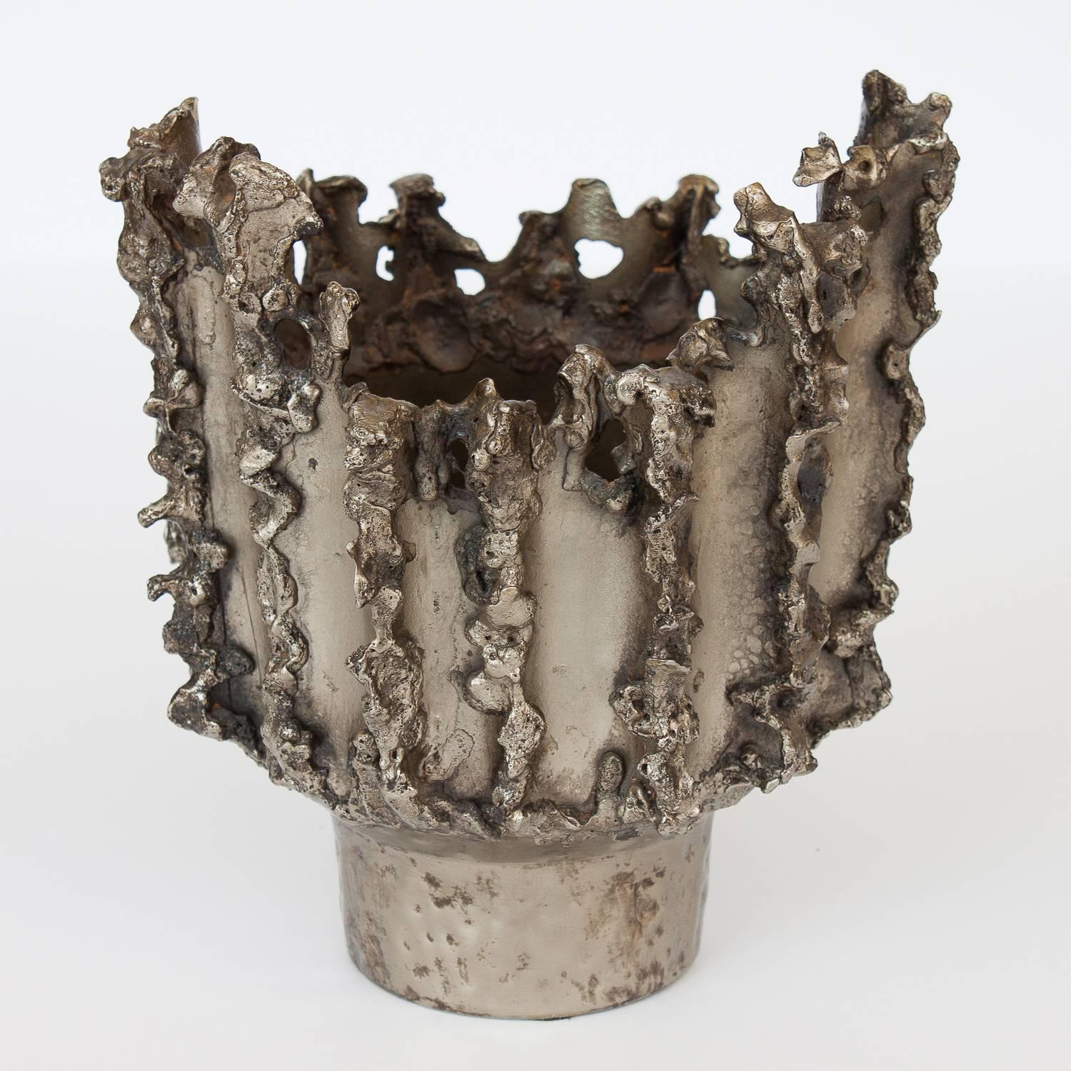 Mid-Century Modern Marcello Fantoni Brutalist Welded Metal Vase