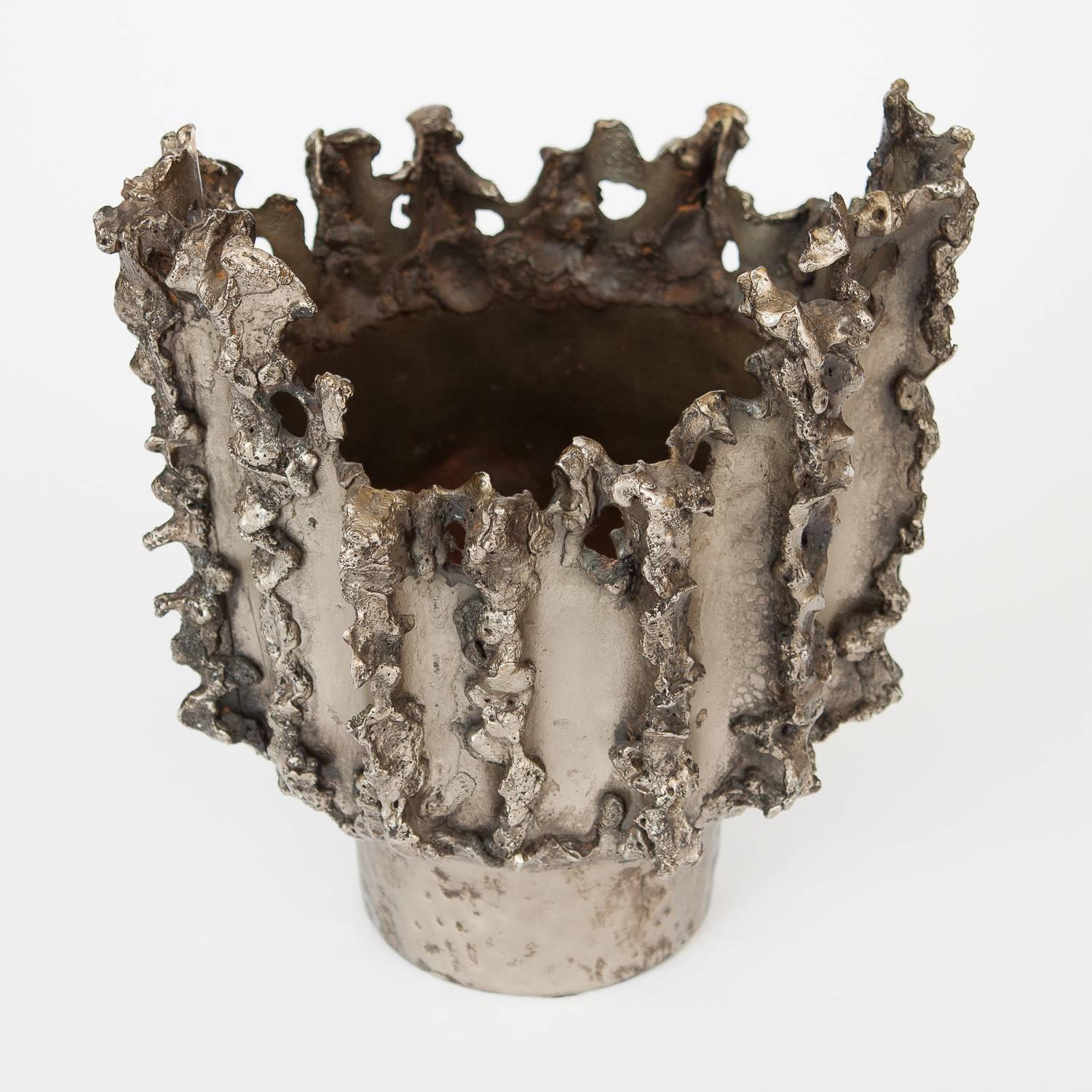 Italian Marcello Fantoni Brutalist Welded Metal Vase