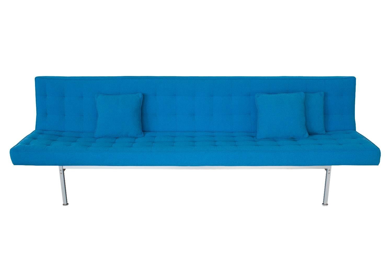 Mid-Century Modern Armless Aluminum Frame Sofa Attributed to Knoll