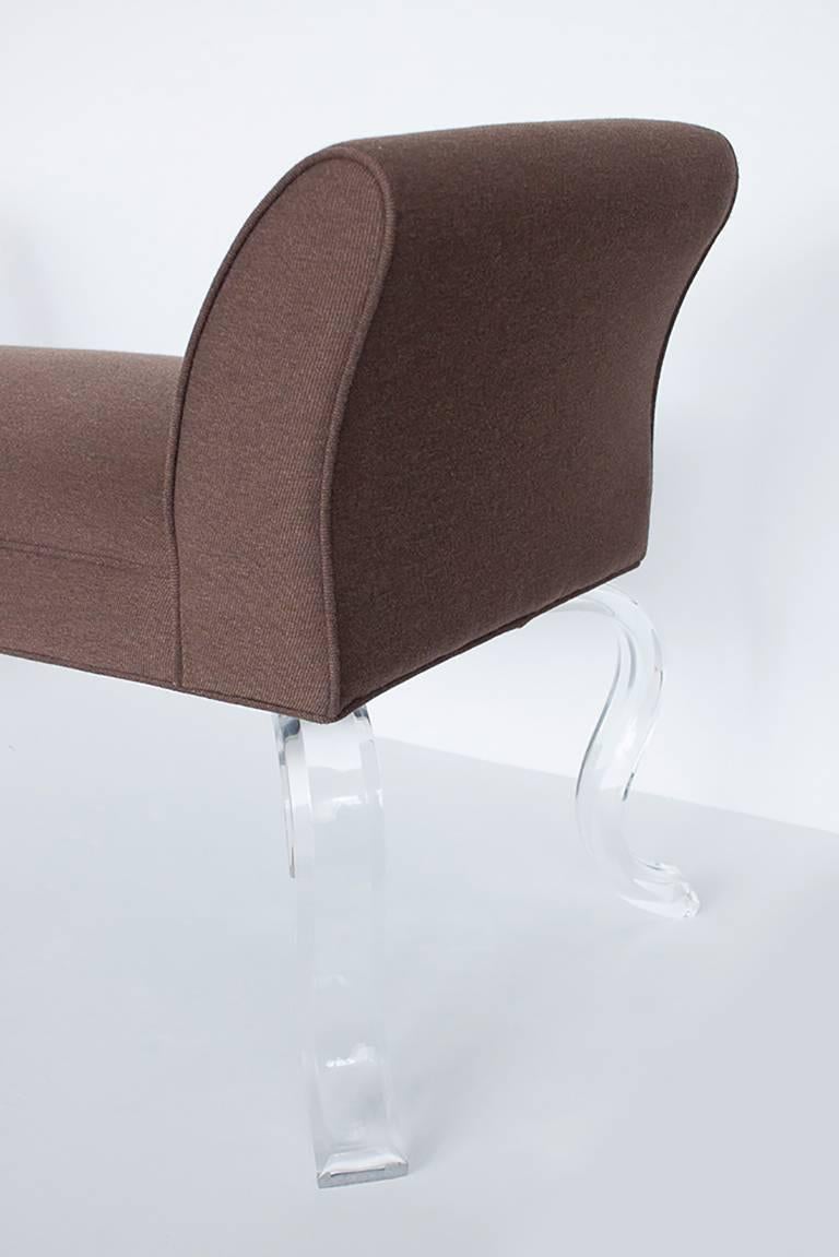 Upholstered Bench with Lucite Legs 1