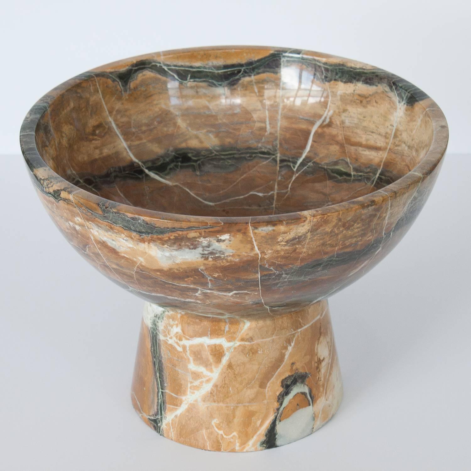 Mid-Century Modern Monumental Marble Stone Pedestal Bowl