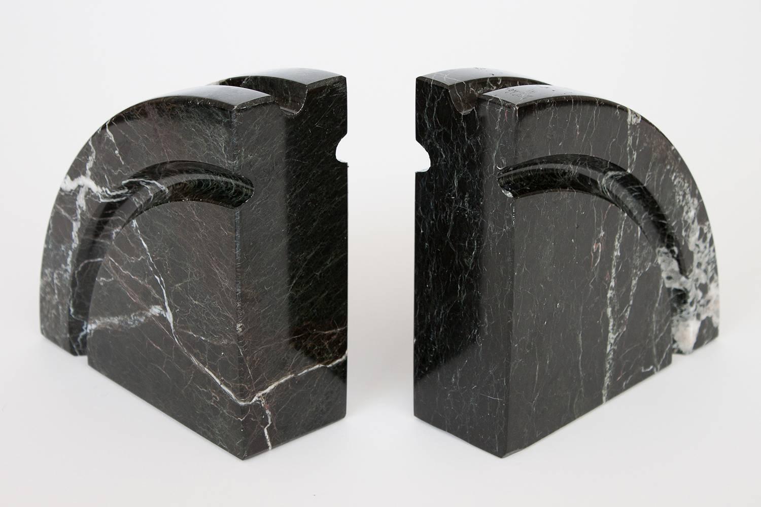 Pair of Black Marble Bookends at 1stdibs
