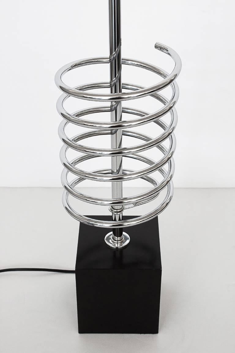 Mid-20th Century Pair of Laurel Chrome Spring Coil Table Lamps