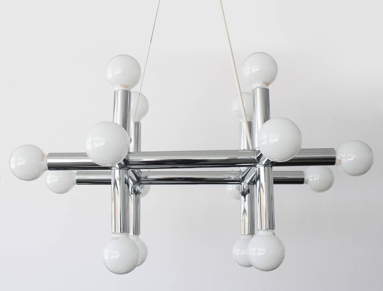 American Chrome Sixteen-Light Molecule Chandelier by Lightolier