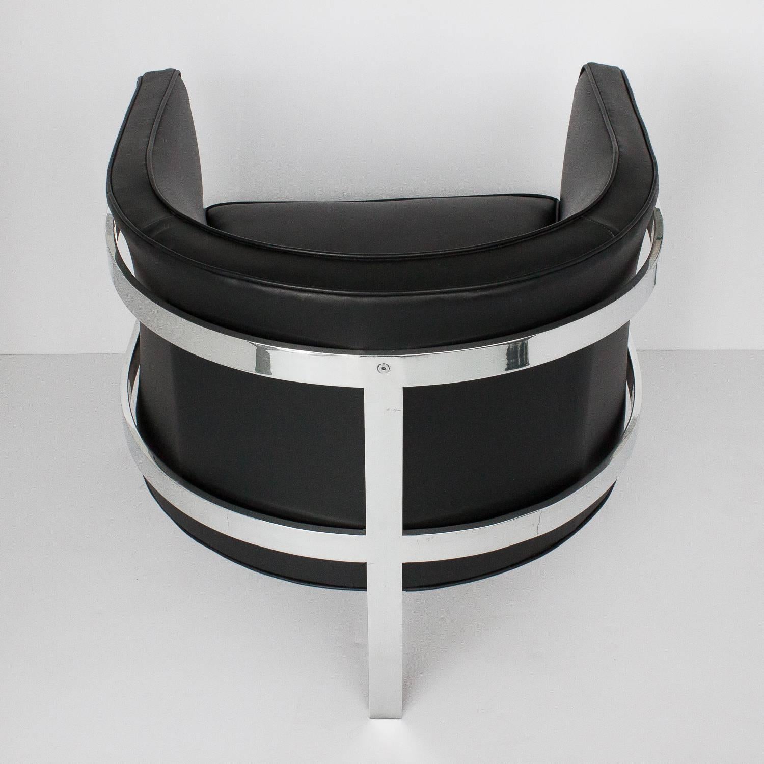 Polished Pair of Erwin Lambeth Three-Legged Aluminum Frame Lounge Chairs